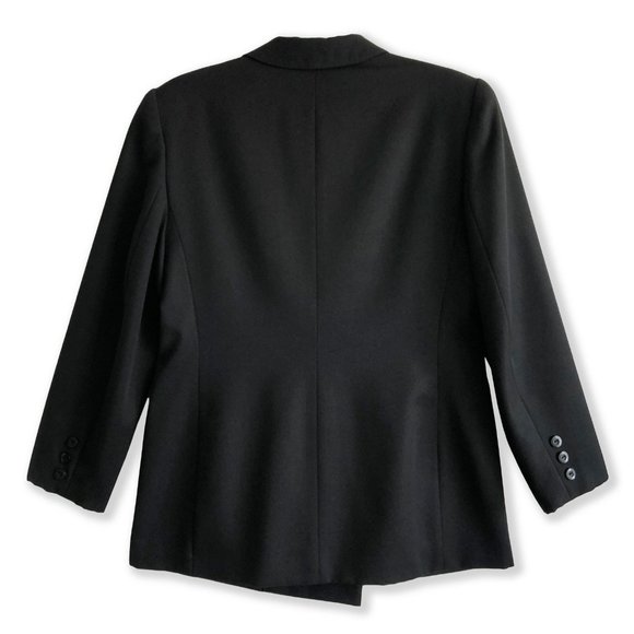 ***SOLD***Vintage Black Wool Double-Breasted Oversized Blazer: Timeless Elegance - Picture 4 of 8